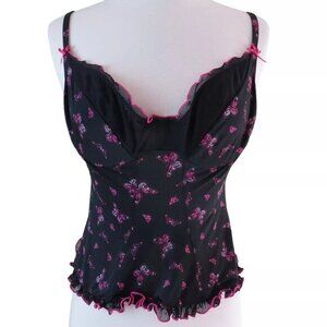 Victoria's Secret Women's Black Y2K Butterfly Corset Bustier Cami - Size L Large